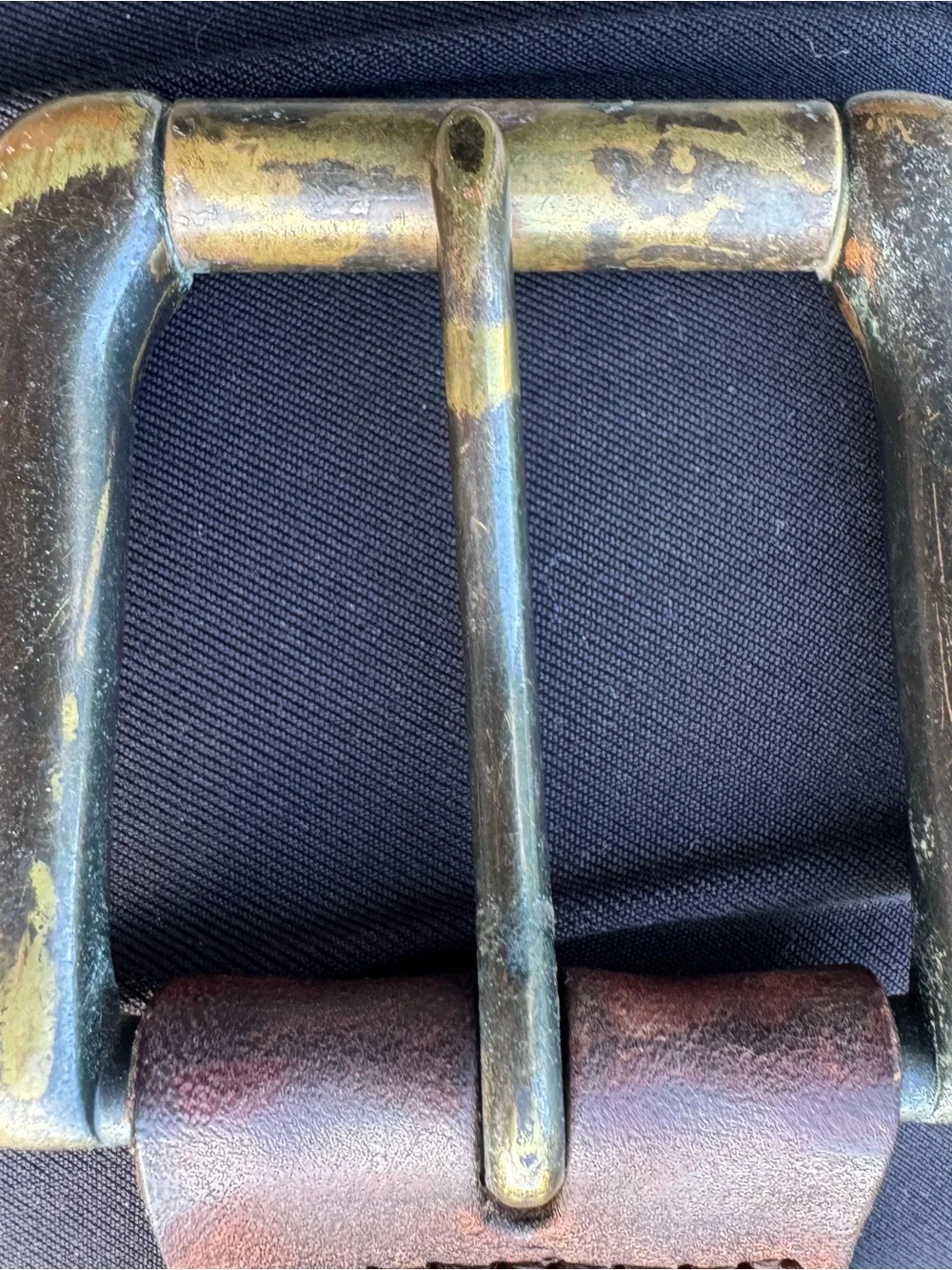 Old Navy Dark Brown Leather Belt with Brass-Tone Buckle 32-38” Y2K Preppy